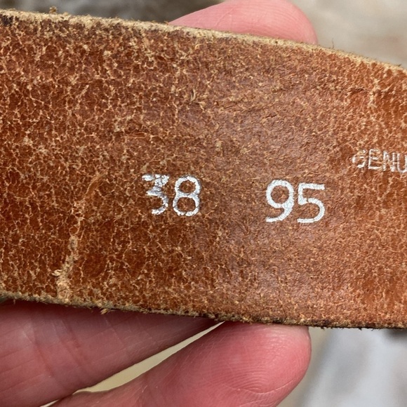 Genuine Leather Belt Brown Cognac Tulled silver buckle distressed Mexico - Picture 7 of 10